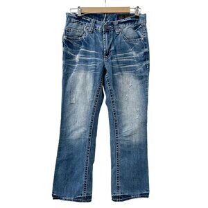 TK Axel Vintage Bootcut Distressed Medium Wash Blue Denim Jeans Cotton Men 30x30